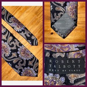 Robert Talbott Neck‎ Tie Black Gray Paisley Best Of Class